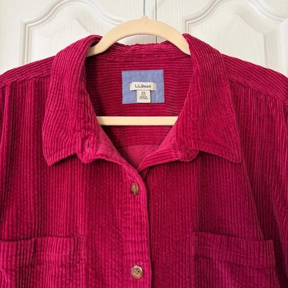 L.L. Bean Cranberry Red Corduroy Jacket 3X Plus size - Picture 2 of 7